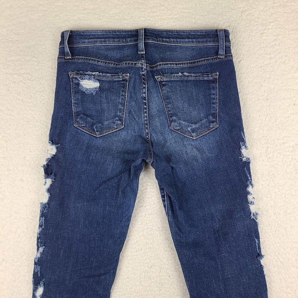 Flying Monkey Jeans Womens 27 Blue Mid Rise Ankle Skinny DistressDark Wash Denim - Picture 10 of 13